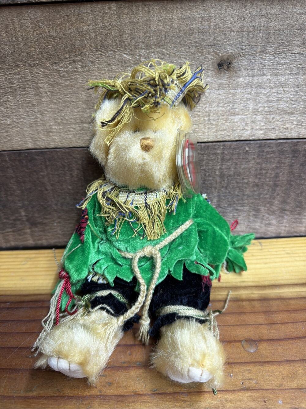 Ty Beanie Babies Attic Treasures 1993 Alfalfa Scarecrow Bear Halloween With Tag